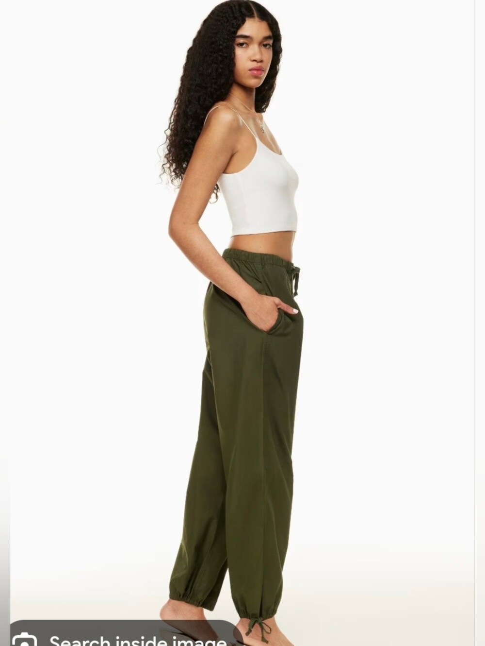 Wilfred Free Aritzia Marne Mid Rise Parachute Poplin Pant Baggy Fit Olive Size 6